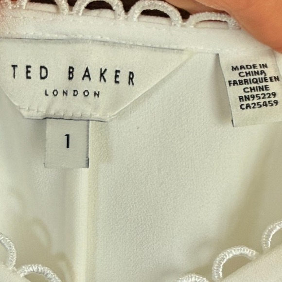 Ted Baker White Cami Top with Scalloped Trim Sleeveless Blouse Tank Size 1 - Picture 5 of 5